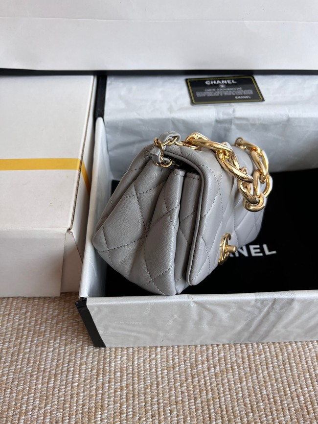 Chanel FLAP BAG Lambskin & Gold-Tone Metal AS3375 gray