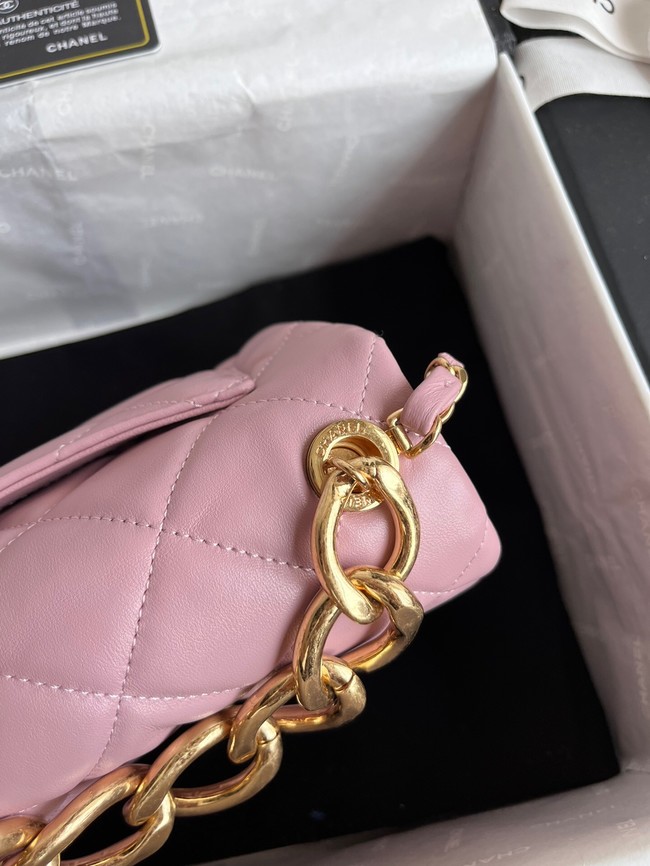 Chanel FLAP BAG Lambskin & Gold-Tone Metal AS3375 pink