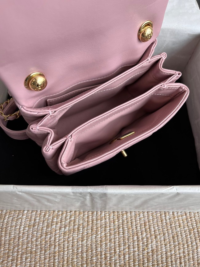 Chanel FLAP BAG Lambskin & Gold-Tone Metal AS3375 pink