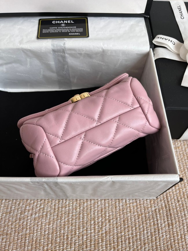 Chanel FLAP BAG Lambskin & Gold-Tone Metal AS3375 pink