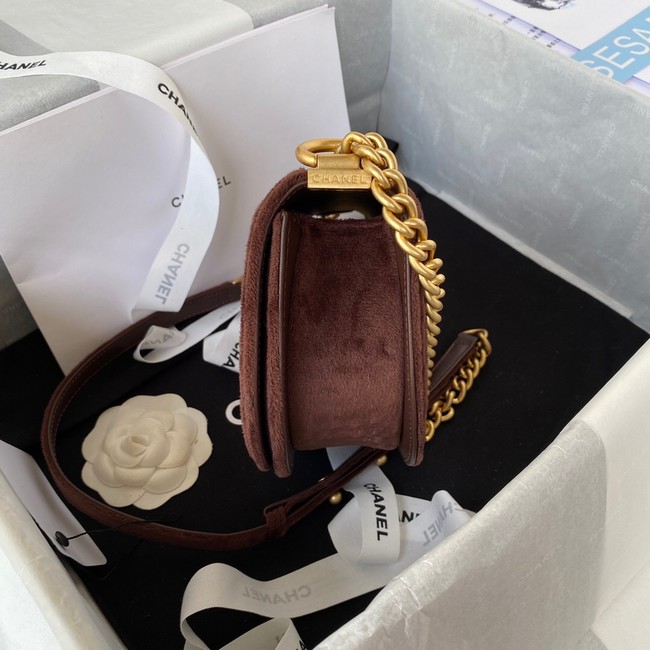 SMALL BOY CHANEL MESSENGER BAG AS3350 Coffee