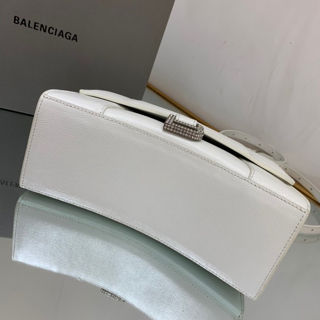 Balenciaga HOURGLASS SMALL TOP HANDLE BAG 592834 WHITE&Silver