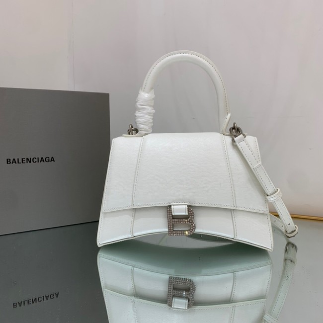 Balenciaga HOURGLASS SMALL TOP HANDLE BAG 592834 WHITE&Silver