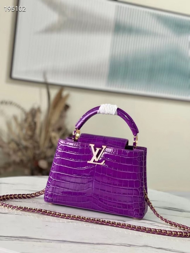 Louis Vuitton crocodile skin CAPUCINES BB M48865 purple