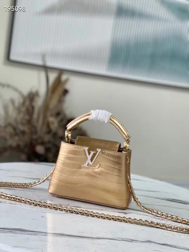 Louis Vuitton crocodile skin CAPUCINES MINI M81190 gold