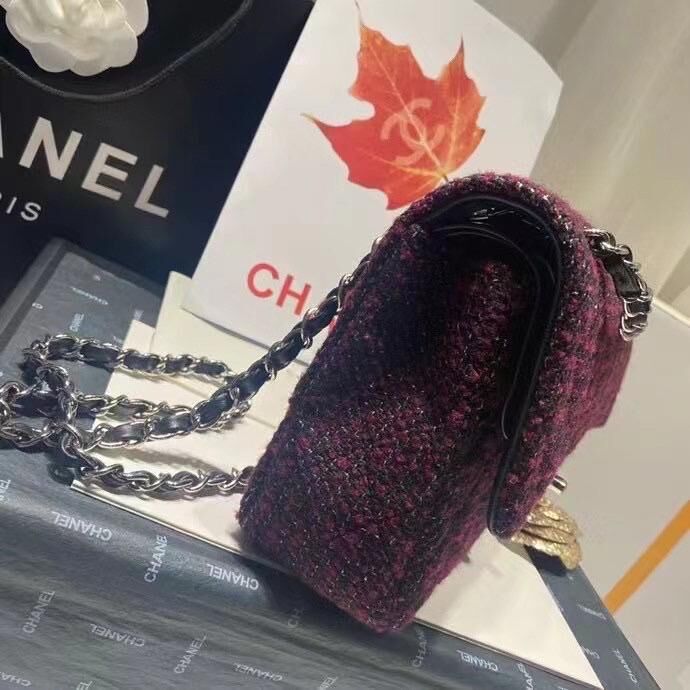 Chanel 2.55 Flap Bag 1112 Wine with Silver Hardware