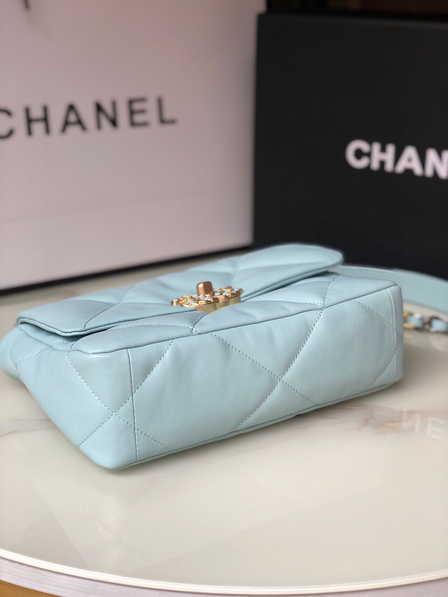 CHANEL Original Lambskin 19 Flap Bag AS1160 AS1161 light Blue