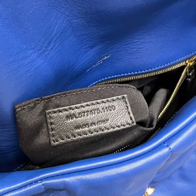 Yves Saint Laurent LOULOU PUFFER MEDIUM BAG IN QUILTED CRINKLED MATTE LEATHER Y577475 Electro optic blue