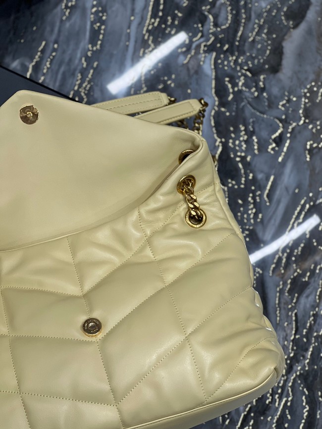 Yves Saint Laurent LOULOU PUFFER MEDIUM BAG IN QUILTED CRINKLED MATTE LEATHER Y577475 yellow