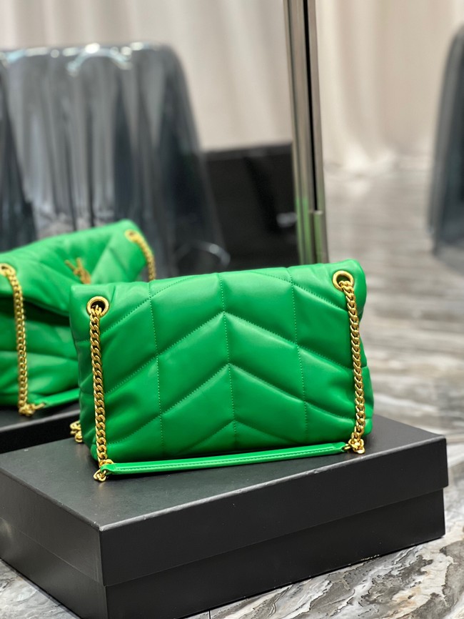 Yves Saint Laurent PUFFER SMALL CHAIN BAG IN QUILTED LAMBSKIN 5774761 EMERALD GREEN