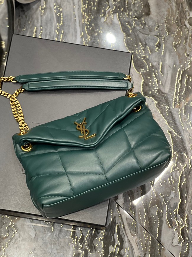 Yves Saint Laurent PUFFER SMALL CHAIN BAG IN QUILTED LAMBSKIN 5774761 blackish green