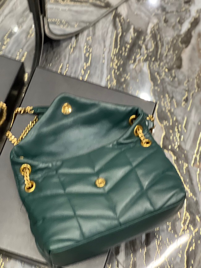 Yves Saint Laurent PUFFER SMALL CHAIN BAG IN QUILTED LAMBSKIN 5774761 blackish green