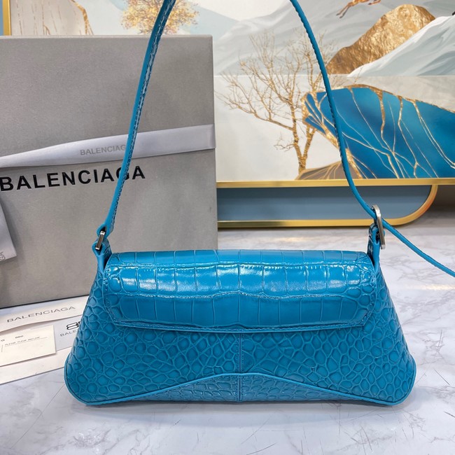 Balenciaga LINDSAY CROCODILE EMBOSSED SMALL SHOULDER BAG WITH STRAP 6009 blue