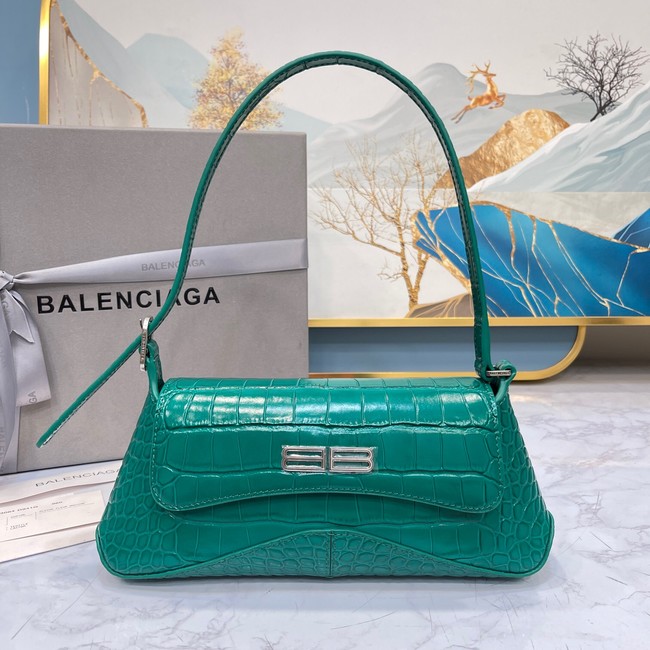 Balenciaga LINDSAY CROCODILE EMBOSSED SMALL SHOULDER BAG WITH STRAP 6009 green