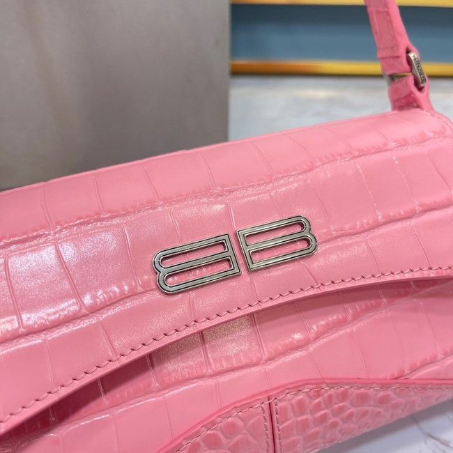 Balenciaga LINDSAY CROCODILE EMBOSSED SMALL SHOULDER BAG WITH STRAP 6009 pink