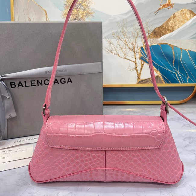 Balenciaga LINDSAY CROCODILE EMBOSSED SMALL SHOULDER BAG WITH STRAP 6009 pink