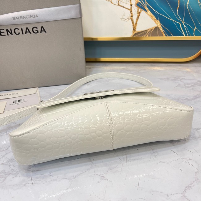 Balenciaga LINDSAY CROCODILE EMBOSSED SMALL SHOULDER BAG WITH STRAP 6009 white