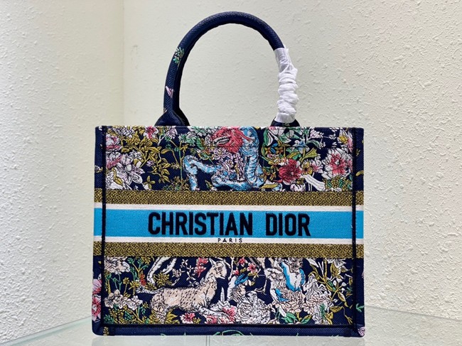 MEDIUM DIOR BOOK TOTE Blue Multicolor D-Constellation Embroidery M1296ZRUV-5