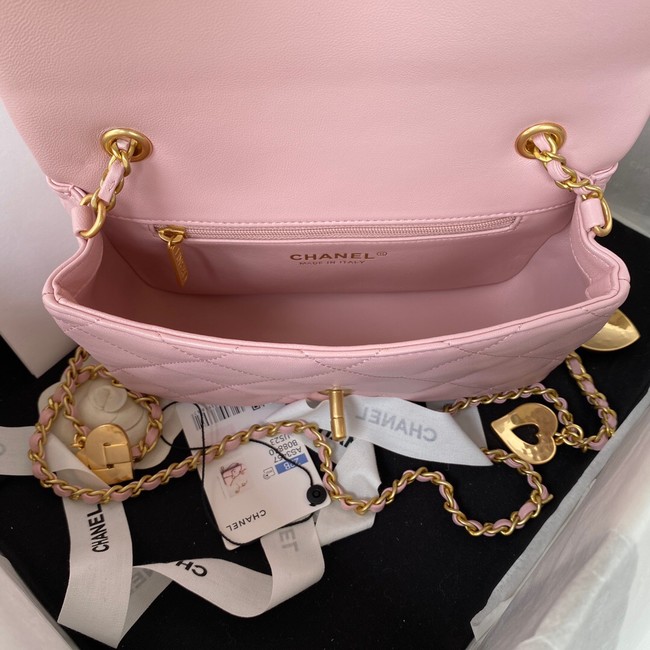 Chanel MINI FLAP BAG Lambskin & Gold-Tone Metal AS3457 pink