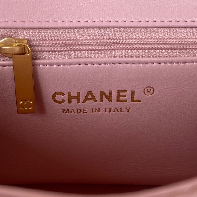 Chanel MINI FLAP BAG Lambskin & Gold-Tone Metal AS3457 pink