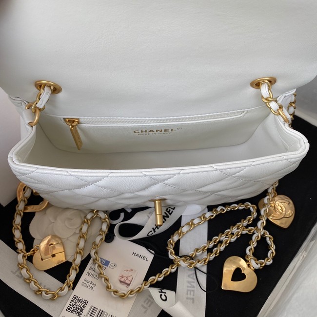 Chanel MINI FLAP BAG Lambskin & Gold-Tone Metal AS3457 white