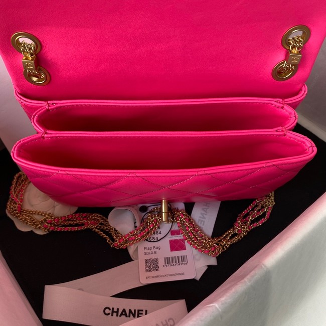 Chanel small FLAP BAG Lambskin & Gold-Tone Metal AS3386 pink