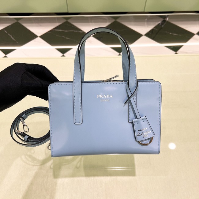 Prada Re-Edition 1995 brushed-leather small shoulder bag 1BA357 light blue