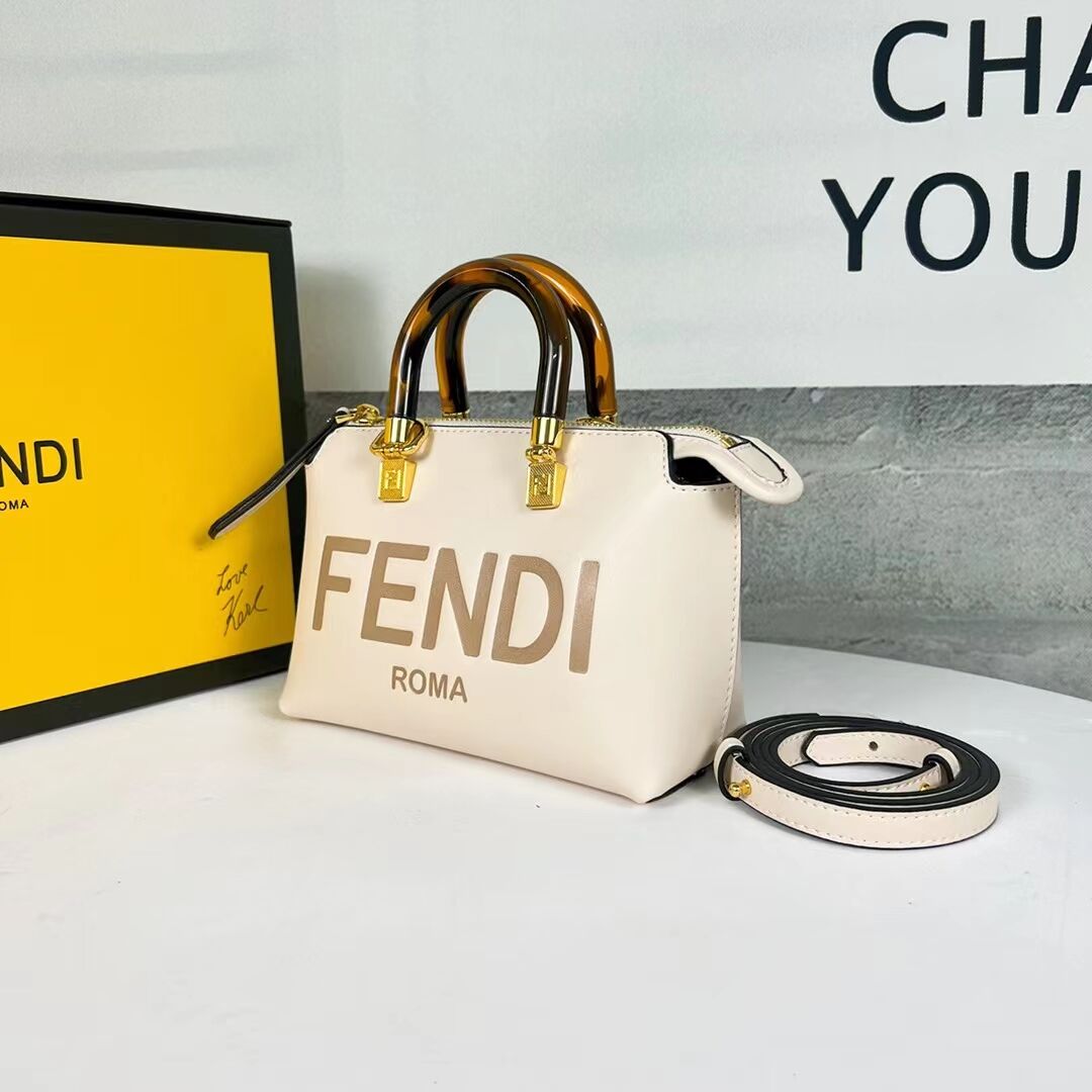 Fendi By The Way Mini Small leather Boston bag 8BS067A Cream