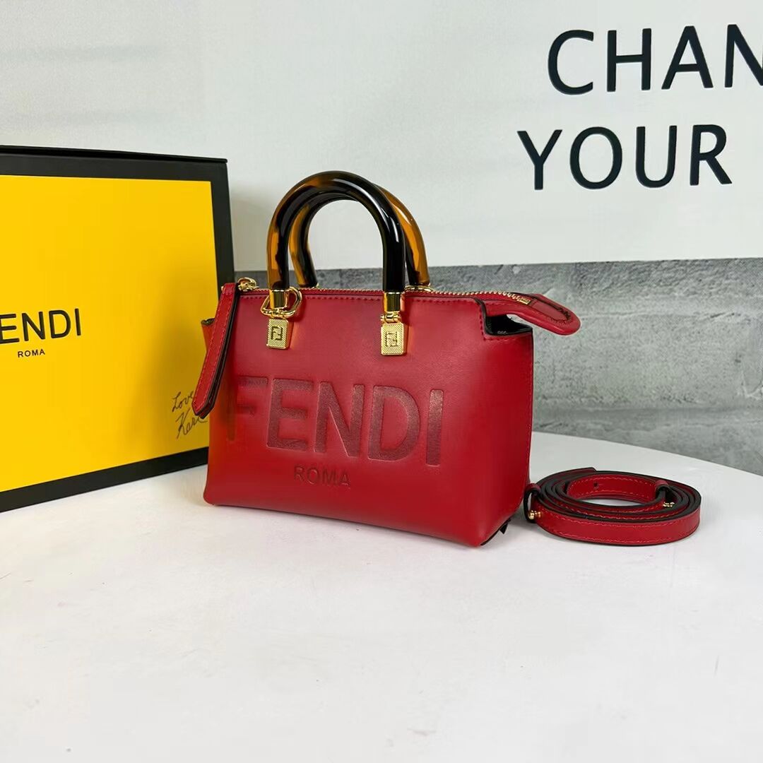 Fendi By The Way Mini Small leather Boston bag 8BS067A red