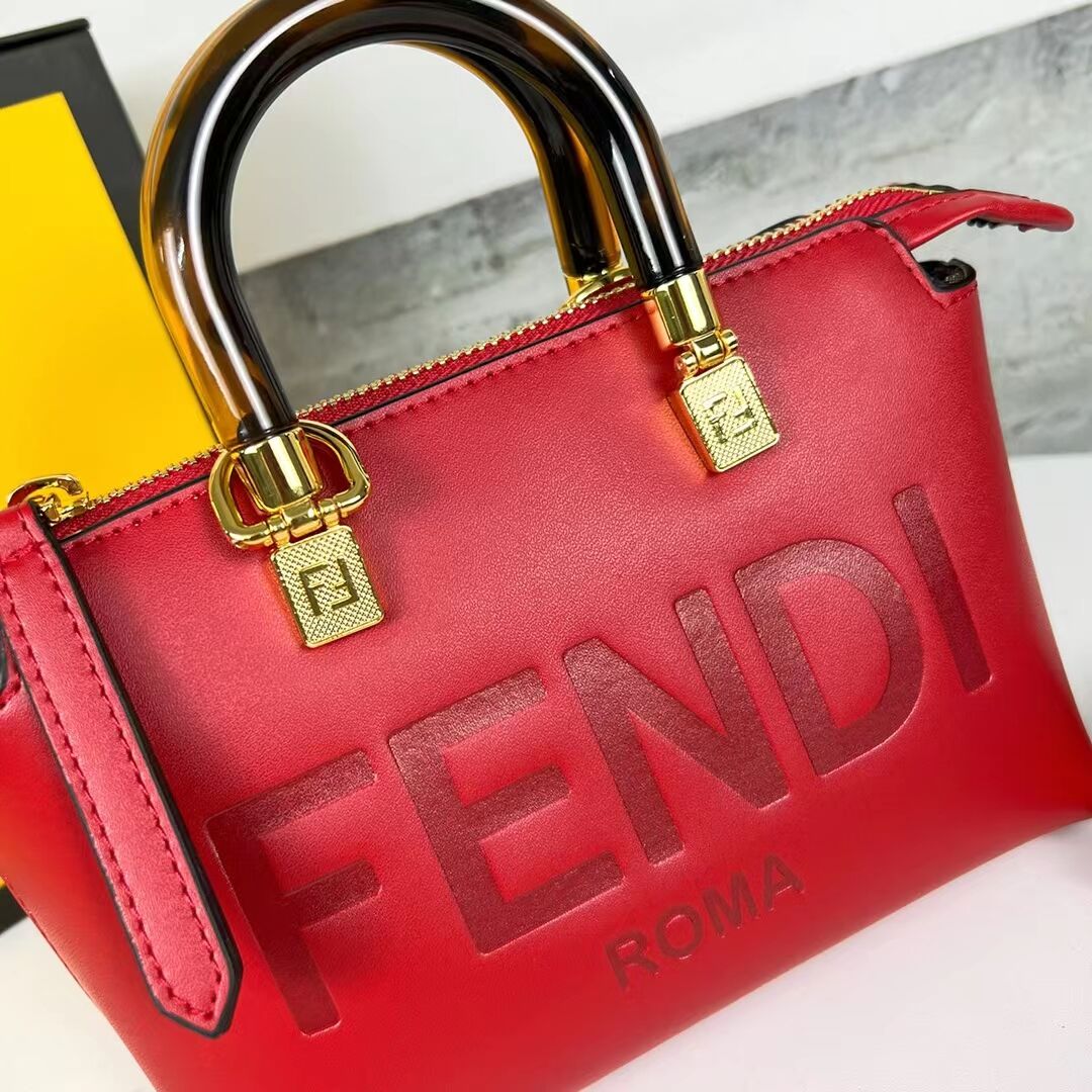 Fendi By The Way Mini Small leather Boston bag 8BS067A red