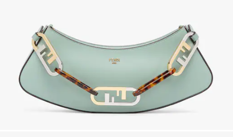 Fendi O Lock Swing Mint green leather pouch 8BS068A green