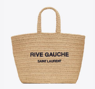 SAINT LAURENT RIVE GAUCHE SUPPLE TOTE BAG IN RAFFIA CROCHET 688864 NATUREL