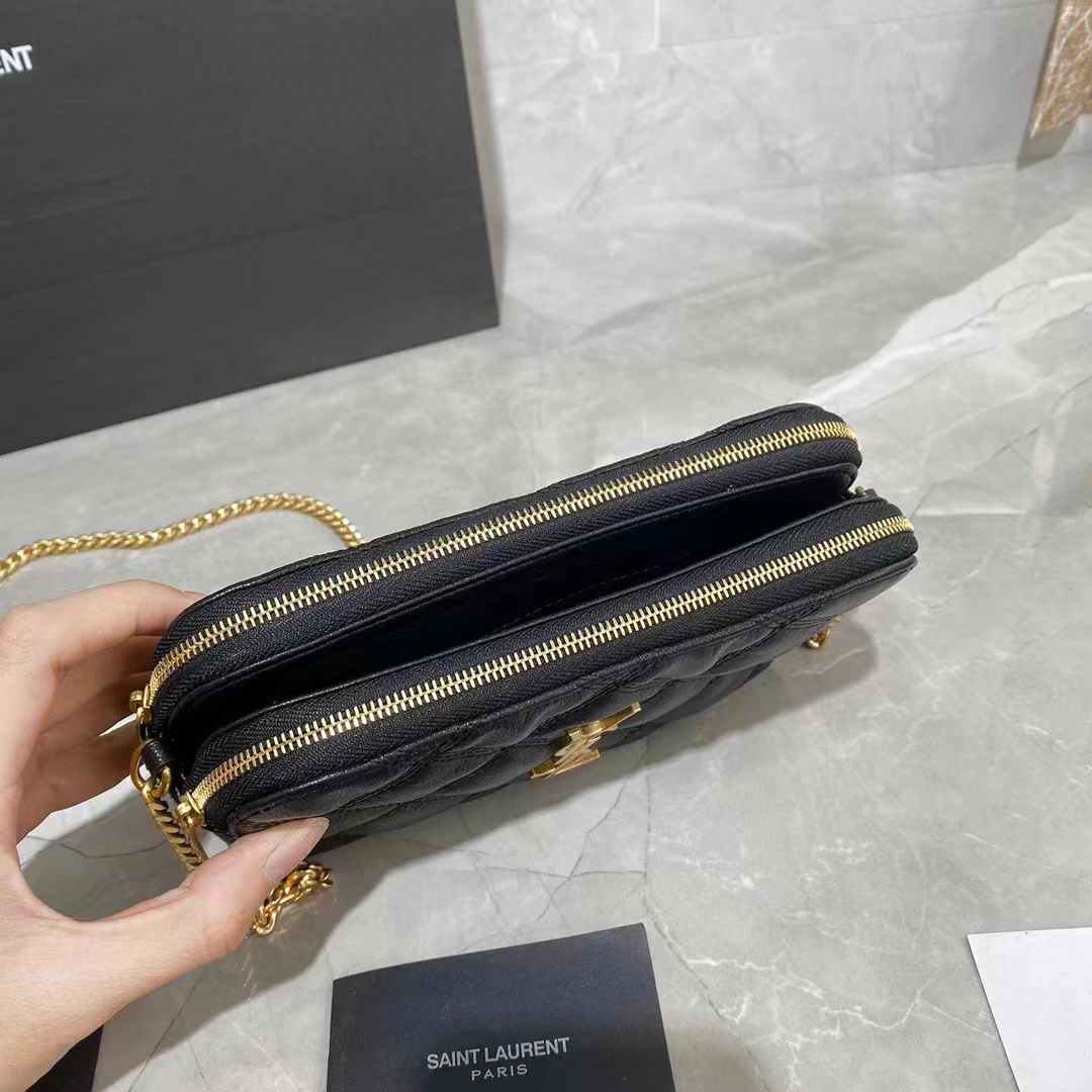 SAINT LAURENT MONOGRAM CHAIN WALLET IN LEATHER 655941 black