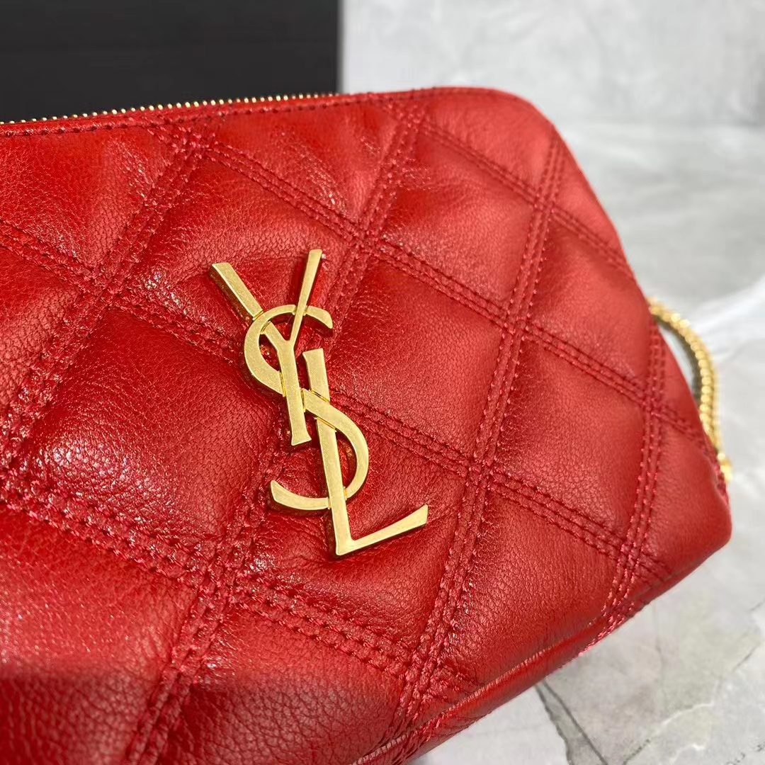 SAINT LAURENT MONOGRAM CHAIN WALLET IN LEATHER 655941 red