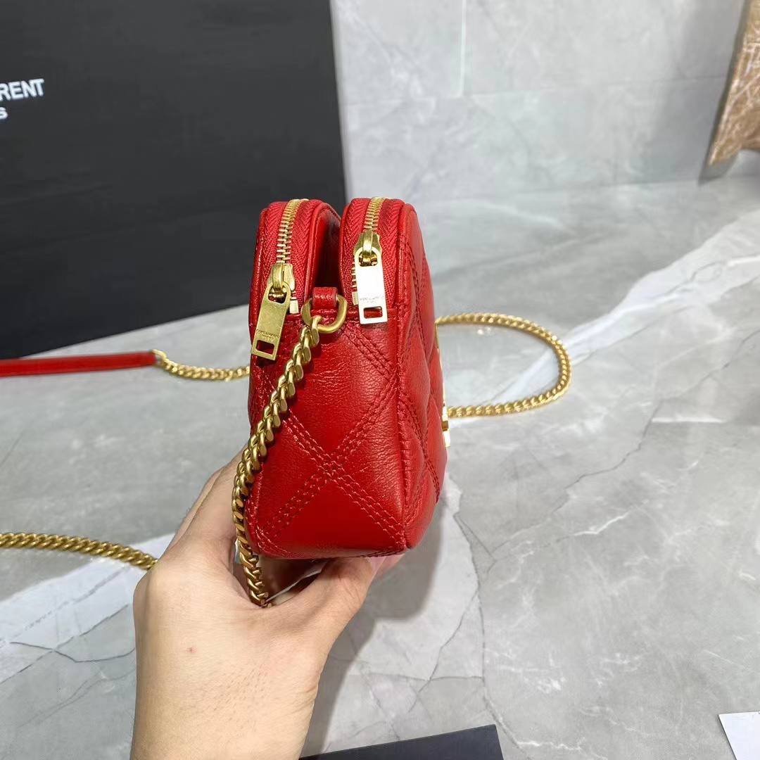 SAINT LAURENT MONOGRAM CHAIN WALLET IN LEATHER 655941 red