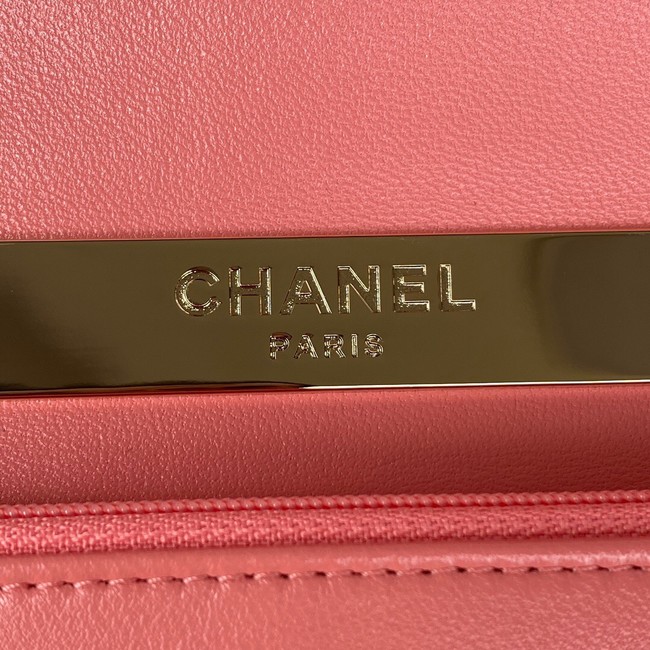 CHANEL WALLET ON CHAIN Lambskin & Gold-Tone Metal AP2844 pink