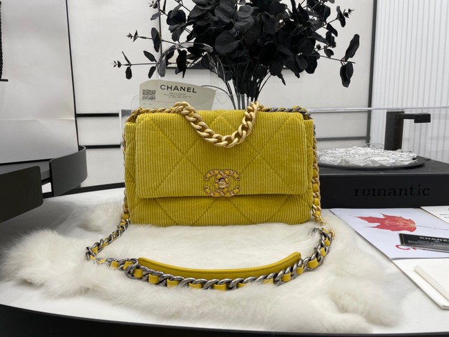 CHANEL 19 HANDBAG Corduroy AS1160 Green