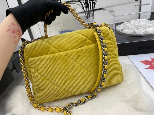 CHANEL 19 HANDBAG Corduroy AS1160 Green