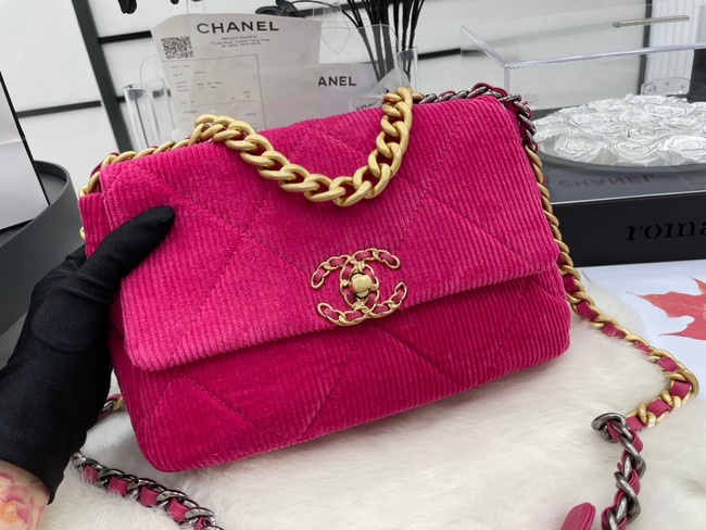 CHANEL 19 HANDBAG Corduroy AS1160&AS1161 Fuchsia