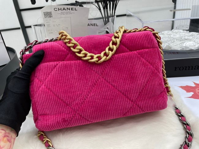 CHANEL 19 HANDBAG Corduroy AS1160&AS1161 Fuchsia