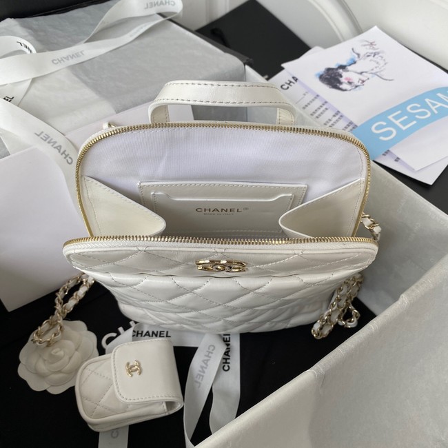 Chanel Lambskin & Gold-Tone Metal Backpack  AS3332 white