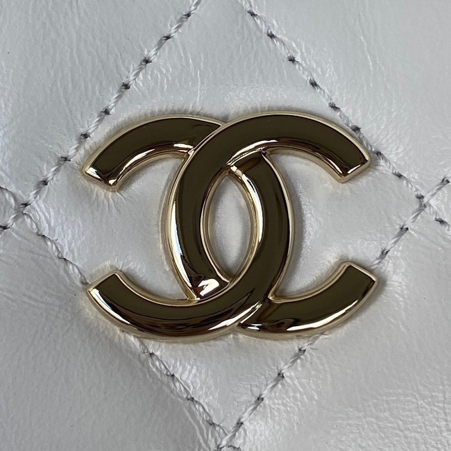 Chanel Lambskin & Gold-Tone Metal Backpack  AS3332 white