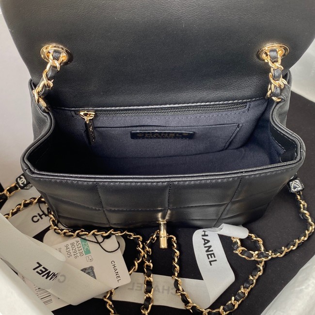 Chanel SMALL FLAP BAG Lambskin Resin & Gold-Tone Metal AS3330 black