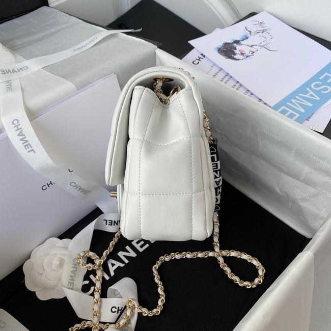 Chanel SMALL FLAP BAG Lambskin Resin & Gold-Tone Metal AS3330 white