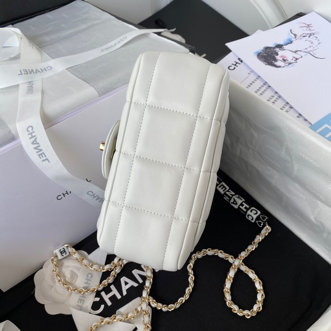 Chanel SMALL FLAP BAG Lambskin Resin & Gold-Tone Metal AS3330 white