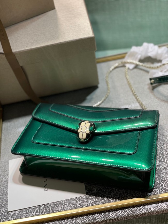 BVLGARI Serpenti Forever metallic-leather shoulder bag 292104 green