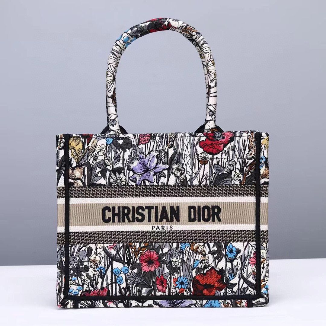 SMALL DIOR BOOK TOTE Multicolor Mille Fleurs Embroidery M1265