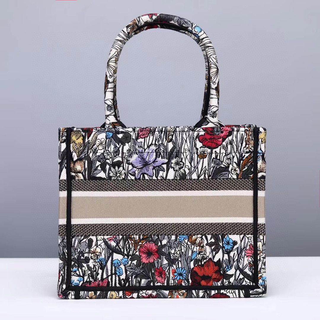 SMALL DIOR BOOK TOTE Multicolor Mille Fleurs Embroidery M1265