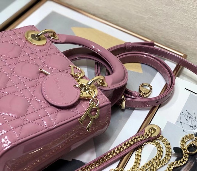 MINI LADY DIOR BAG Patent Cannage Calfskin M0505O pink