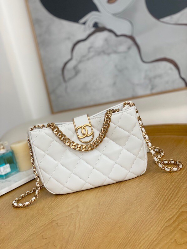 Chanel SMALL HOBO BAG AS3476 white